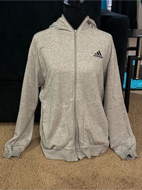 adidas Men's Grey Full-Zip Hoodie Jacket